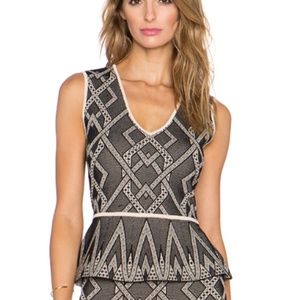 BCBGMaxAzria Alonya Jacquard Peplum Top